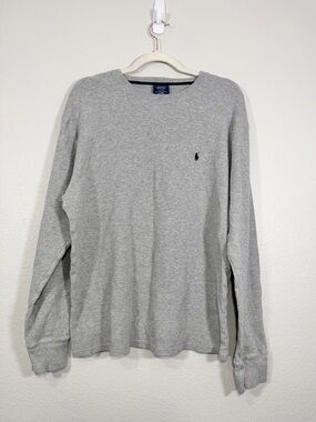 Polo Ralph Lauren Shirt Thermal Waffle Gray Long Sleeve Cotton Sleepwear Men XL